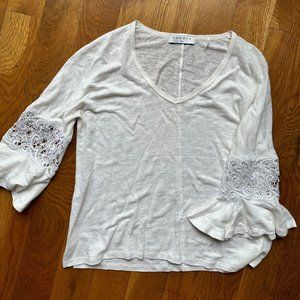Sandro white lace long sleeve top